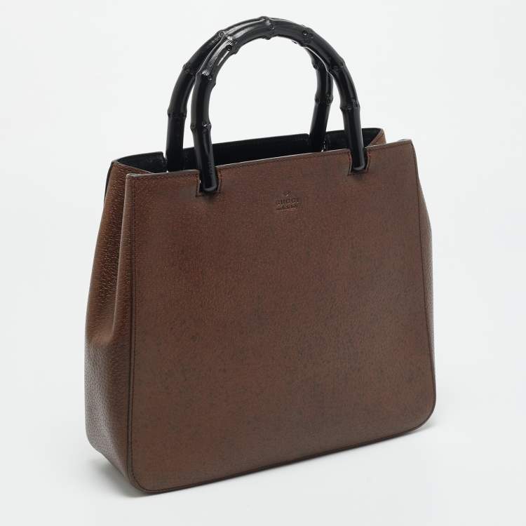مملوكة مسبقًا Gucci Bamboo Handle Dark Brown Leather Tote