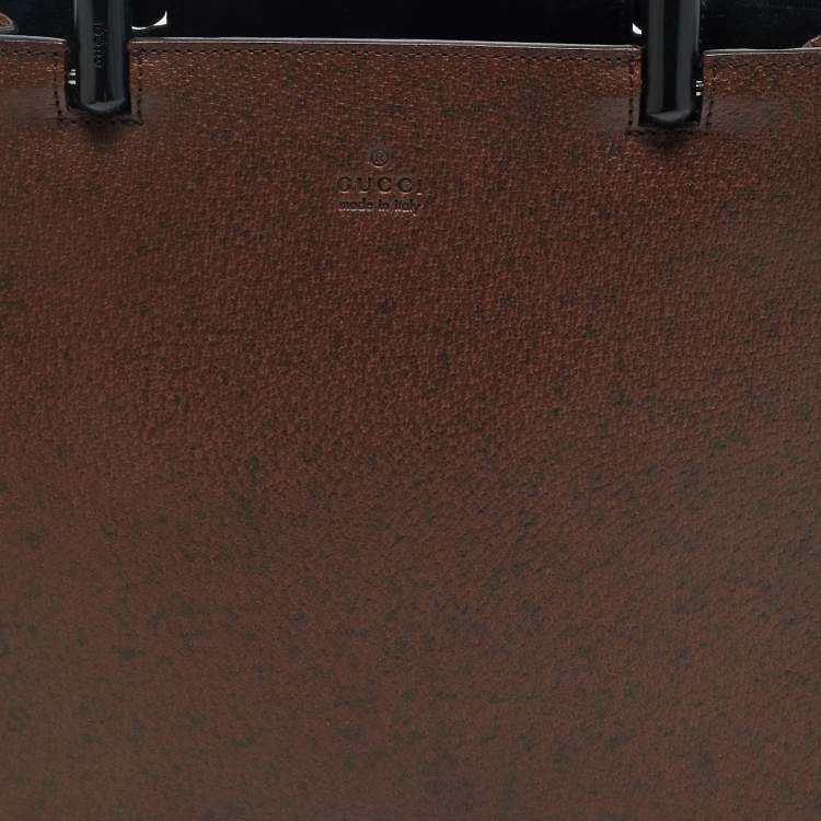 مملوكة مسبقًا Gucci Bamboo Handle Dark Brown Leather Tote