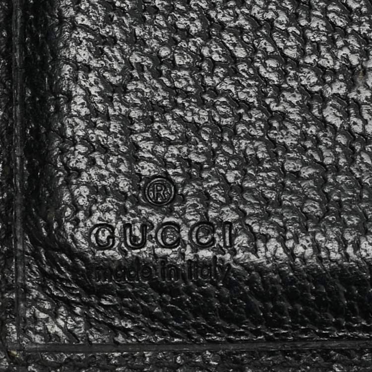 Pre Owned Gucci Boot Charm Black GG Canvas and Leather Flap Compact Wallet