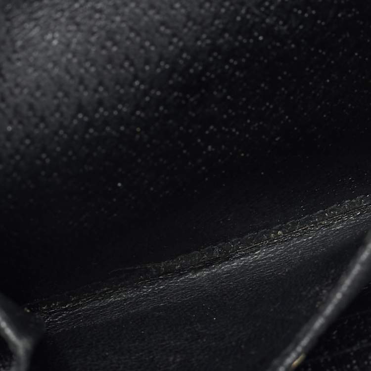 Pre Owned Gucci Boot Charm Black GG Canvas and Leather Flap Compact Wallet