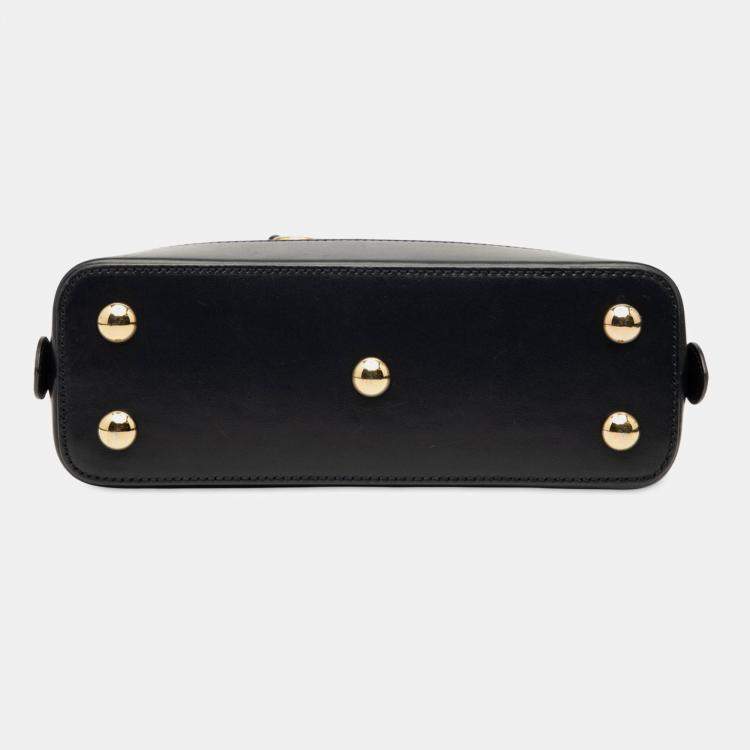 Pre Owned Gucci Beige/Black Small Canvas Horsebit 1955 Satchel