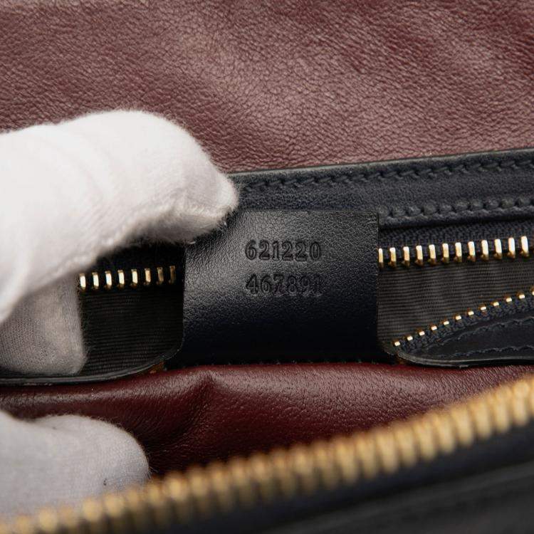 Pre Owned Gucci Beige/Black Small Canvas Horsebit 1955 Satchel