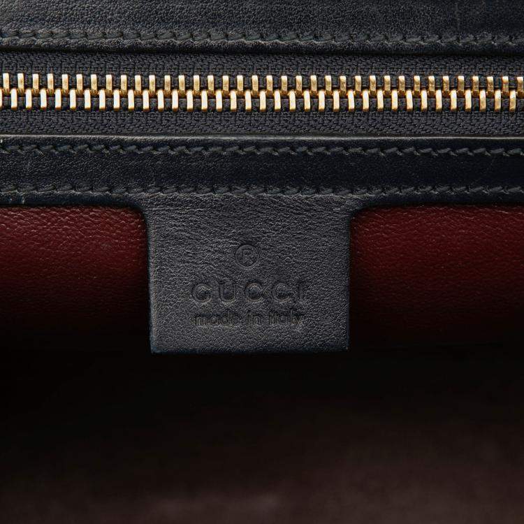 Pre Owned Gucci Beige/Black Small Canvas Horsebit 1955 Satchel