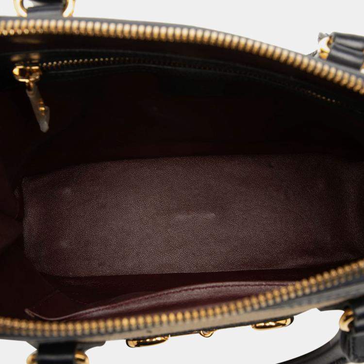 Pre Owned Gucci Beige/Black Small Canvas Horsebit 1955 Satchel