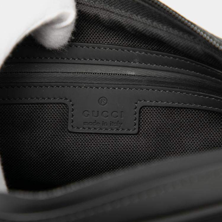 Pre Owned Gucci Black GG Rubber Effect Leather Crossbody