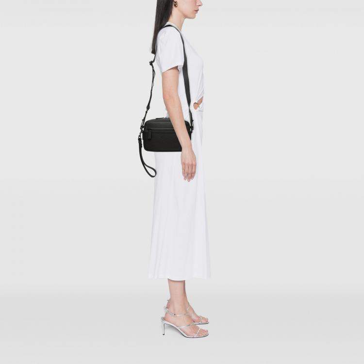 Pre Owned Gucci Black GG Rubber Effect Leather Crossbody