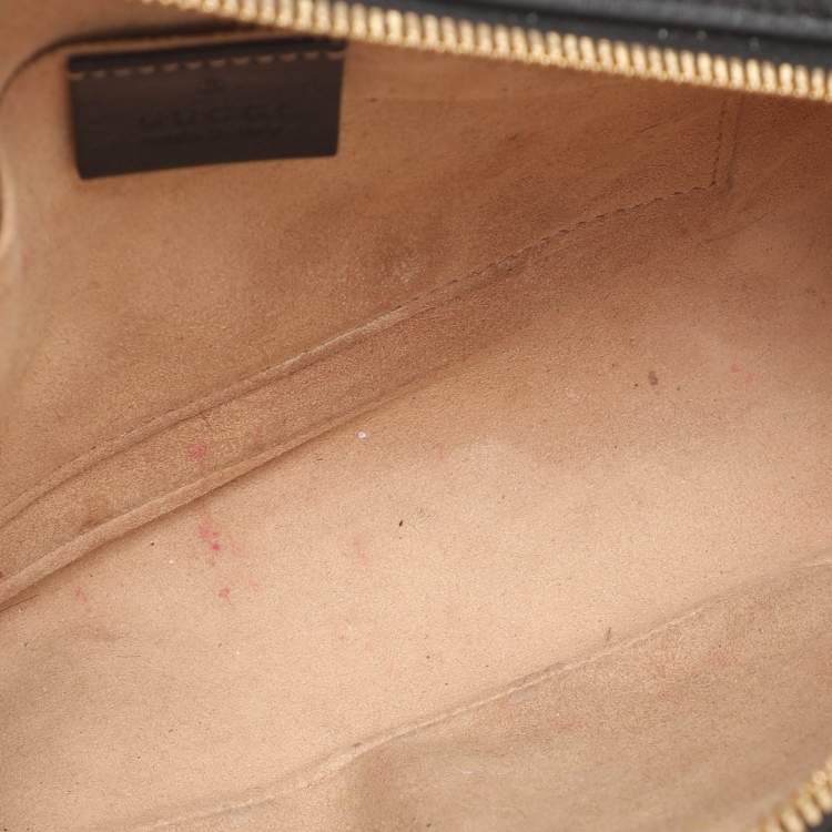 Pre Owned Gucci GG Marmont Small Black/Beige GG Canvas and Leather Camera Bag