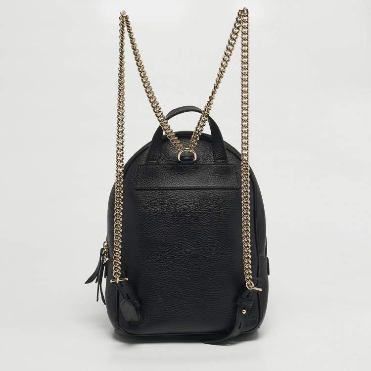 Pre Owned حقيبة ظهر غوتشي سوهو سلسلة جلد سوداء