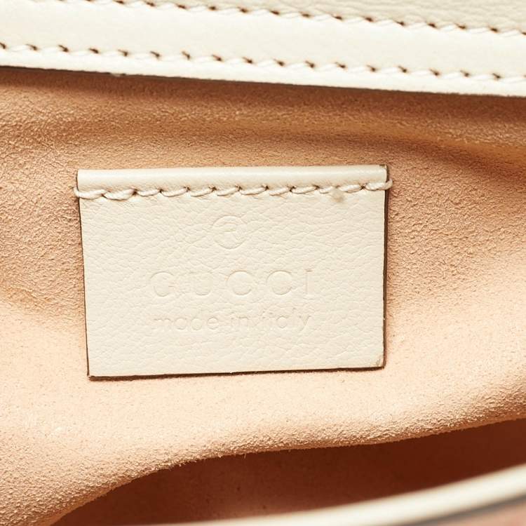 Pre Owned Gucci Bamboo Diana Mni Off White Leather Tote