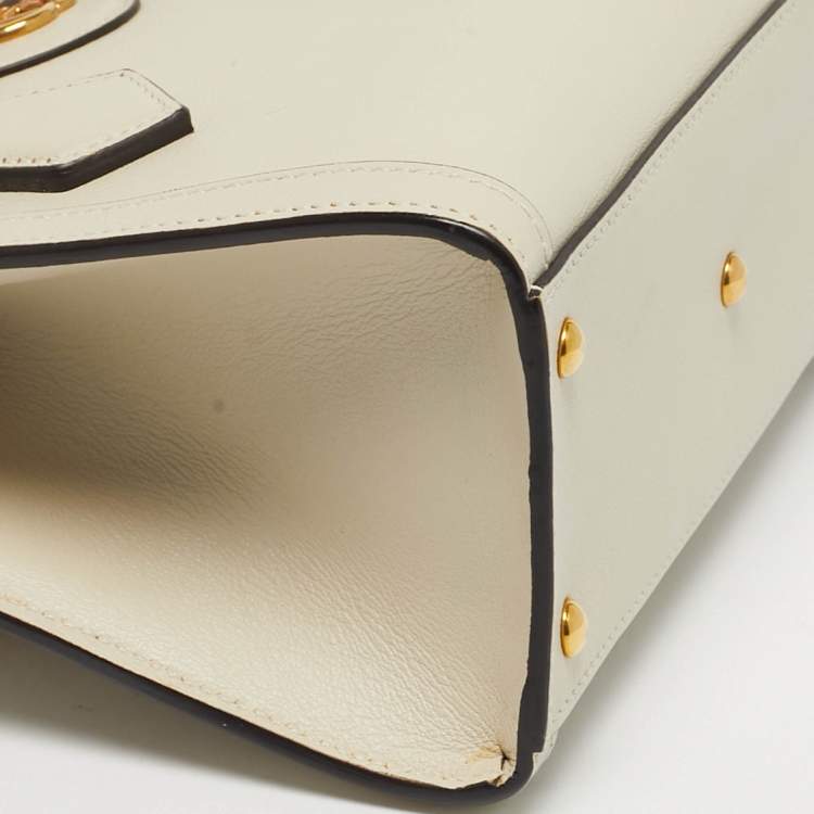 Pre Owned Gucci Bamboo Diana Mni Off White Leather Tote