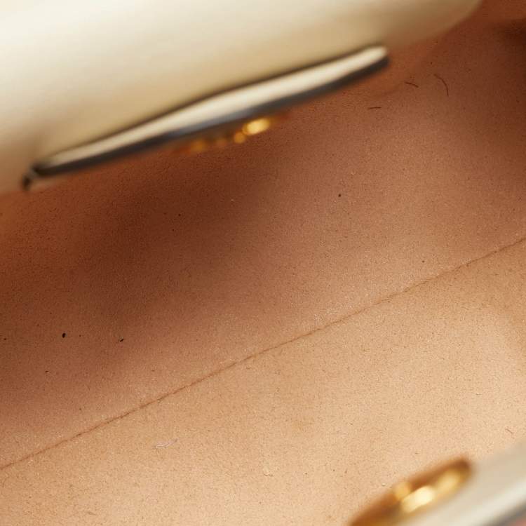 Pre Owned Gucci Bamboo Diana Mni Off White Leather Tote