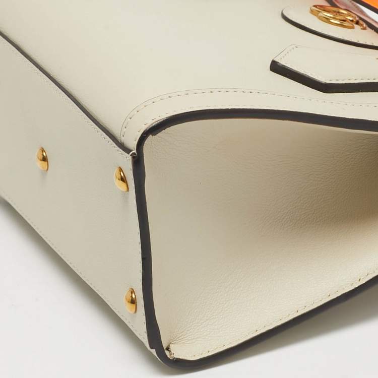 Pre Owned Gucci Bamboo Diana Mni Off White Leather Tote