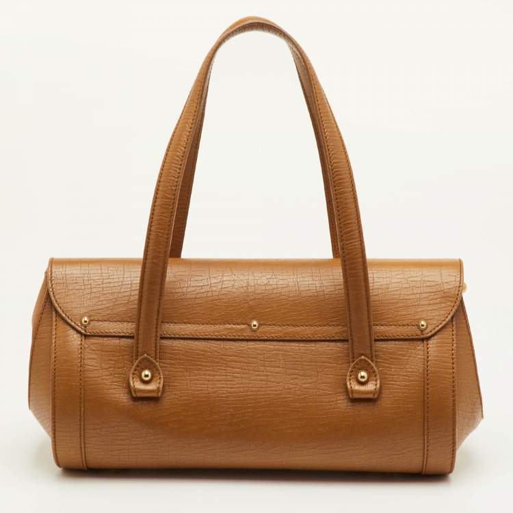 Pre Owned Gucci Bamboo Bullet Mustard Leather Satchel