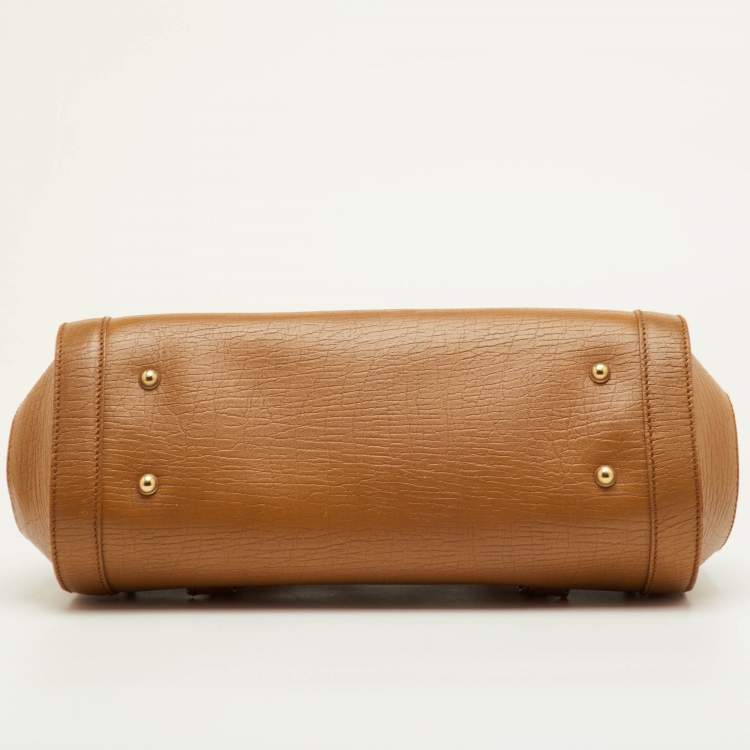 Pre Owned Gucci Bamboo Bullet Mustard Leather Satchel