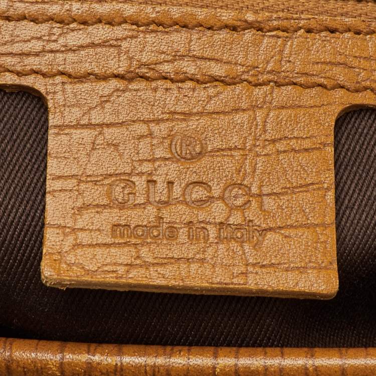 Pre Owned Gucci Bamboo Bullet Mustard Leather Satchel