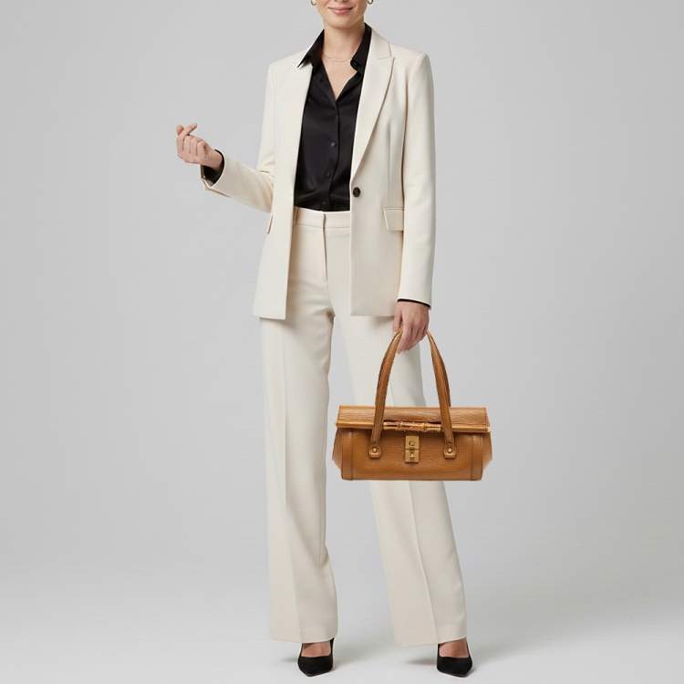 Pre Owned Gucci Bamboo Bullet Mustard Leather Satchel