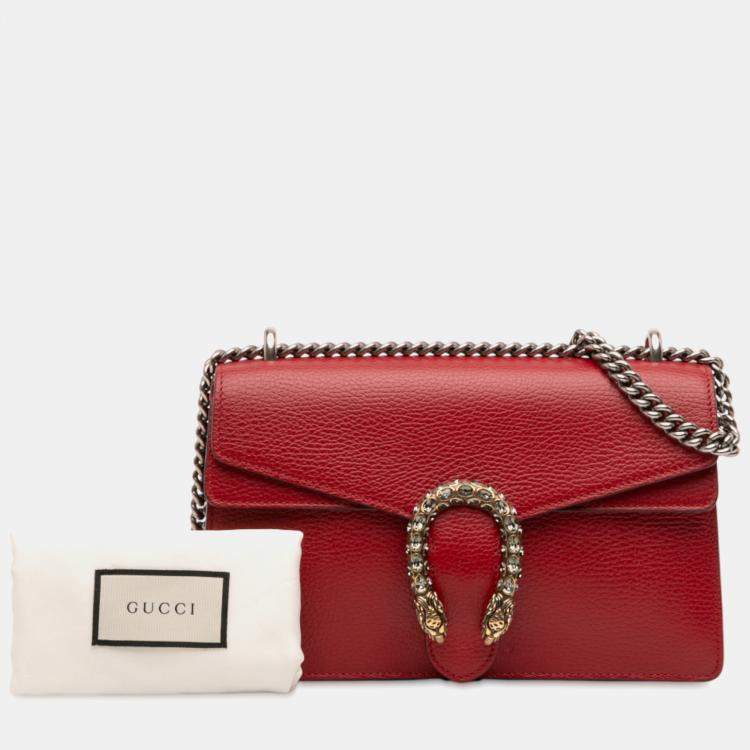 Pre Owned Gucci Red Small Leather Dionysus Shoulder Bag