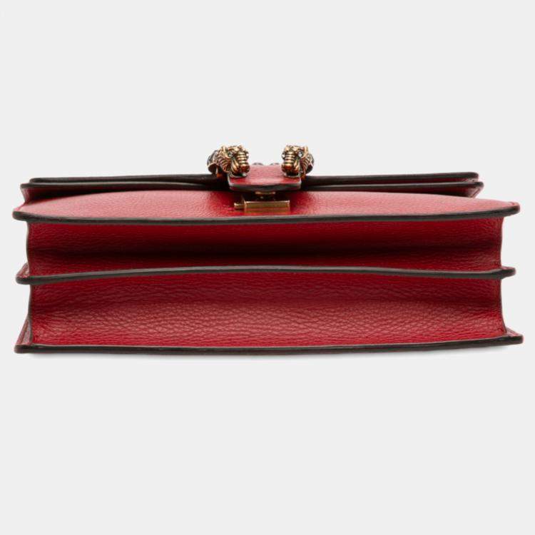 Pre Owned Gucci Red Small Leather Dionysus Shoulder Bag