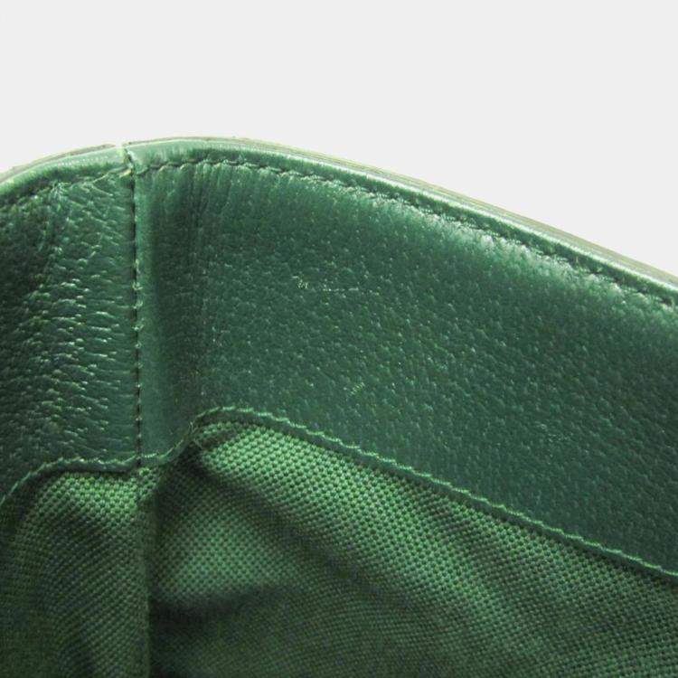 Pre Owned Gucci 100th Anniversary Green Beige Canvas Leather Tote Bag