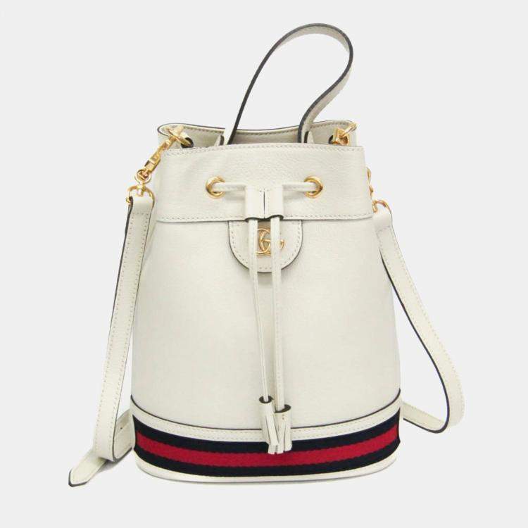 Pre Owned Gucci Ophidia Small White Leather Shoulder Bag