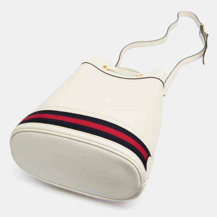 Pre Owned Gucci Ophidia Small White Leather Shoulder Bag