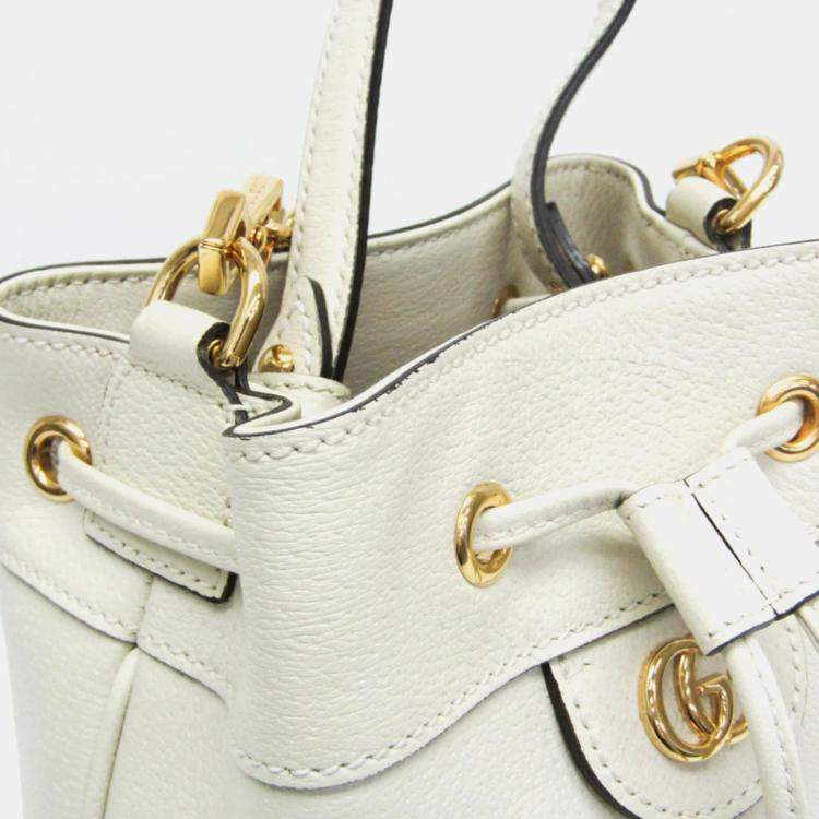 Pre Owned Gucci Ophidia Small White Leather Shoulder Bag