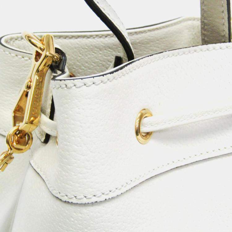 Pre Owned Gucci Ophidia Small White Leather Shoulder Bag