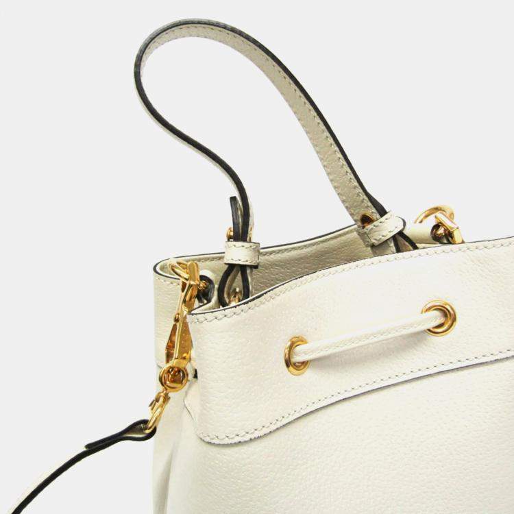 Pre Owned Gucci Ophidia Small White Leather Shoulder Bag