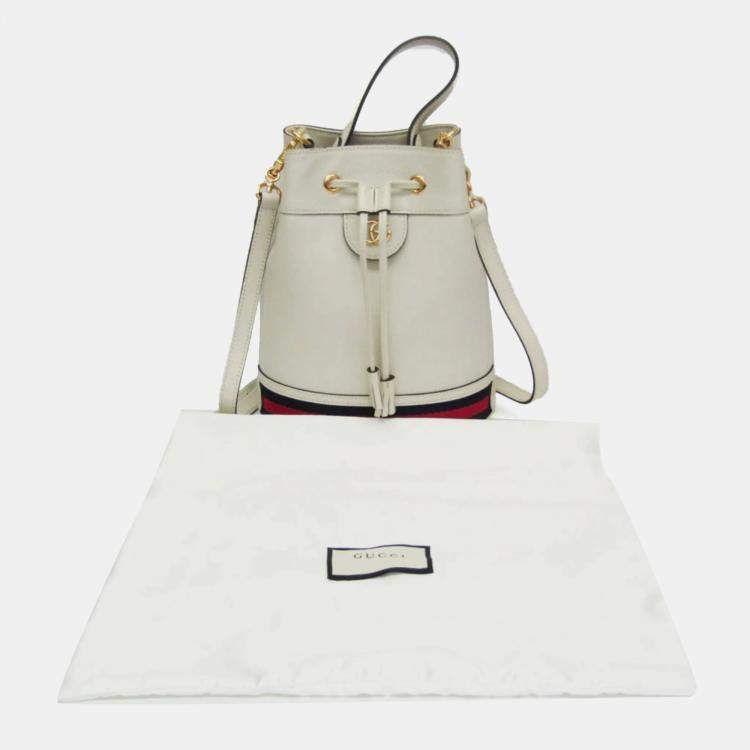 Pre Owned Gucci Ophidia Small White Leather Shoulder Bag