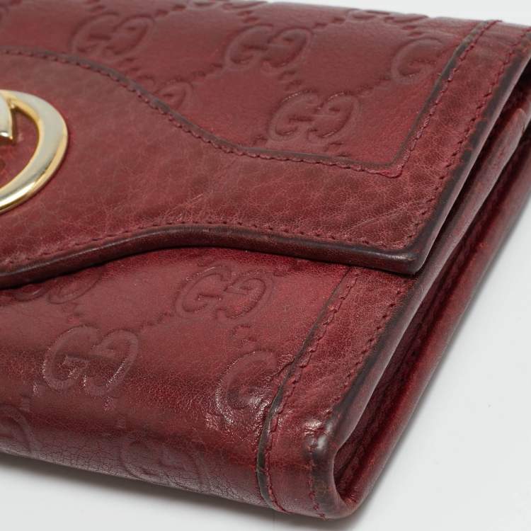 Pre Owned Gucci Sukey Burgundy Guccissima Leather Continental Wallet