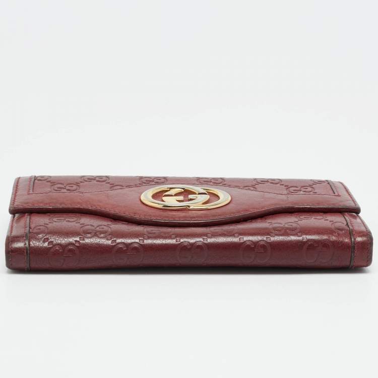 Pre Owned Gucci Sukey Burgundy Guccissima Leather Continental Wallet
