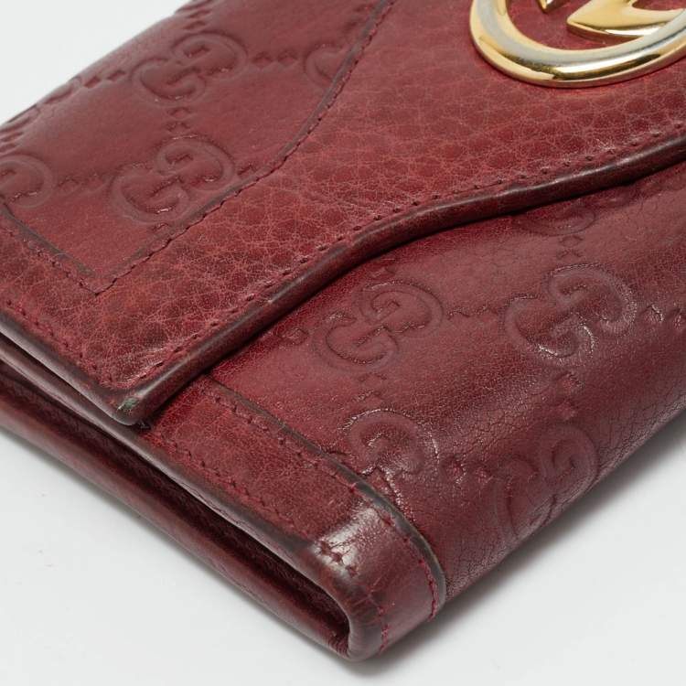 Pre Owned Gucci Sukey Burgundy Guccissima Leather Continental Wallet