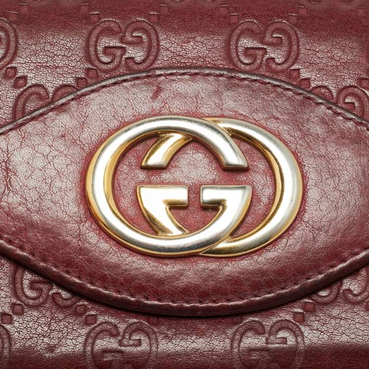 Pre Owned Gucci Sukey Burgundy Guccissima Leather Continental Wallet