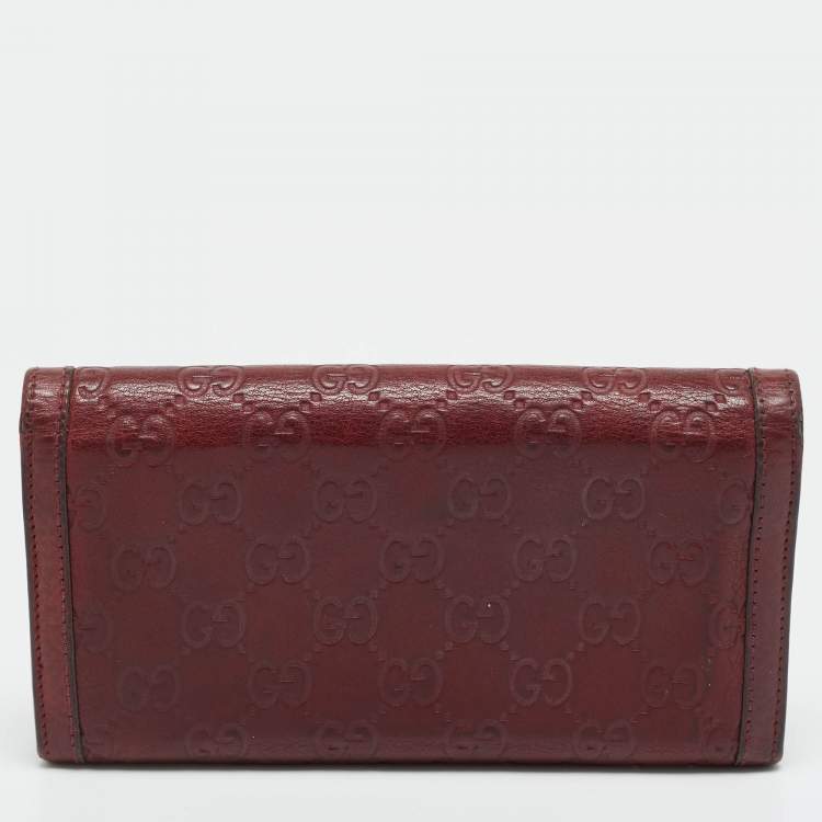 Pre Owned Gucci Sukey Burgundy Guccissima Leather Continental Wallet