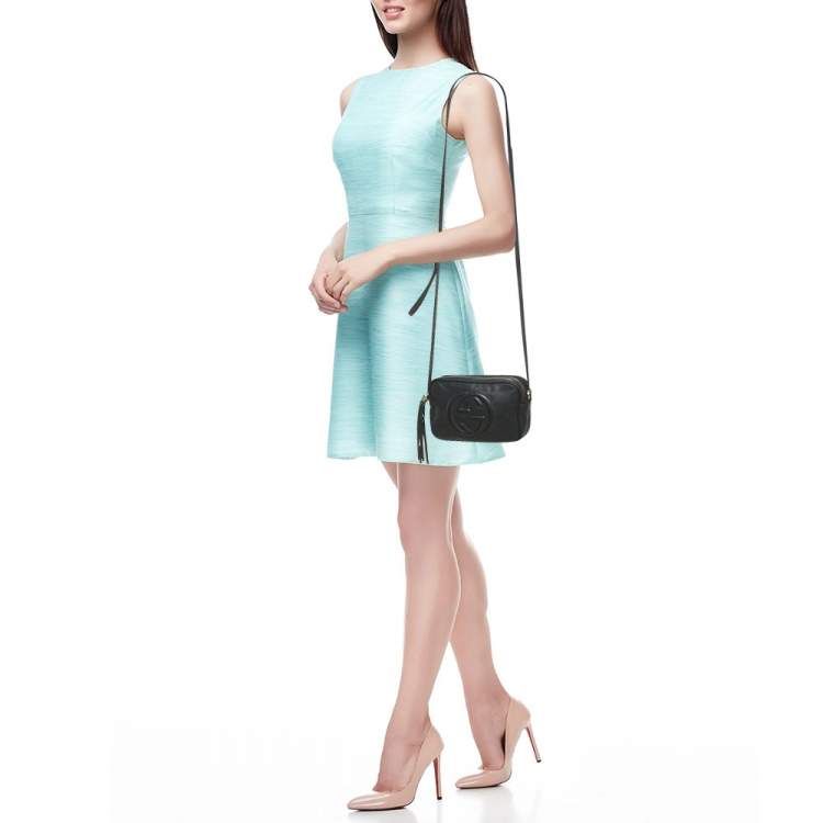 Pre Owned Gucci Soho Disco Small Black Leather Crossbody Bag