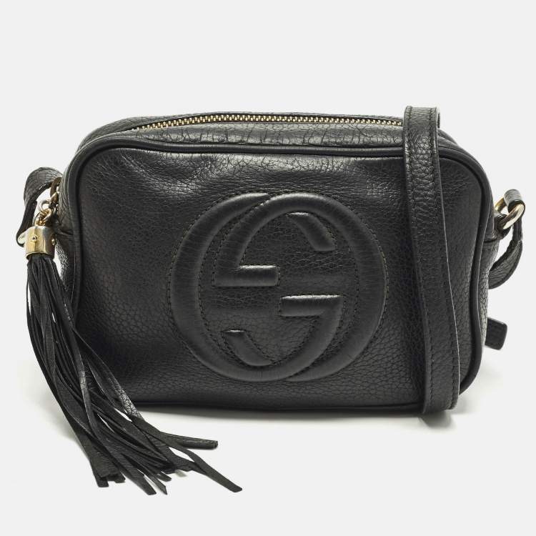 Pre Owned Gucci Soho Disco Small Black Leather Crossbody Bag