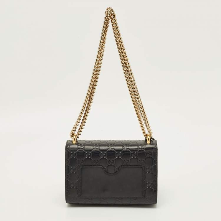 Pre Owned Gucci Padlock Small Black Guccissima Leather Shoulder Bag