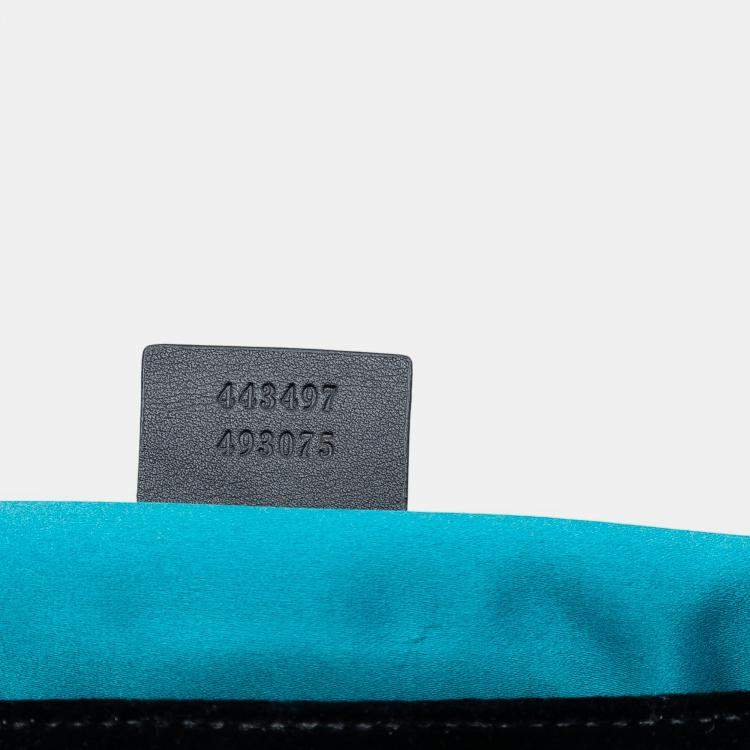 Pre Owned Gucci Black Medium GG Marmont Matelasse Velvet Sequin Embellished Shoulder Bag