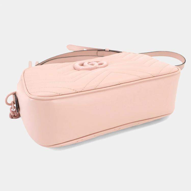 Pre Owned Gucci GG Marmont Small Pink Leather Shoulder Bag