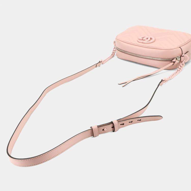 Pre Owned Gucci GG Marmont Small Pink Leather Shoulder Bag