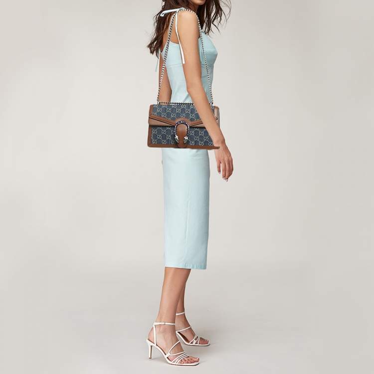 Pre Owned Gucci Dionysus Small Blue/Brown GG Denim Shoulder Bag