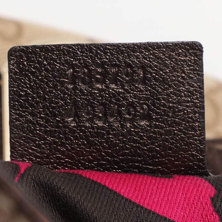 Pre Owned Gucci Babouska Indy Medium Beige/Dark Brown Canvas and Leather Hobo