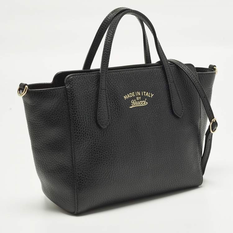 Pre Owned Gucci Swing Mini Black Leather Tote