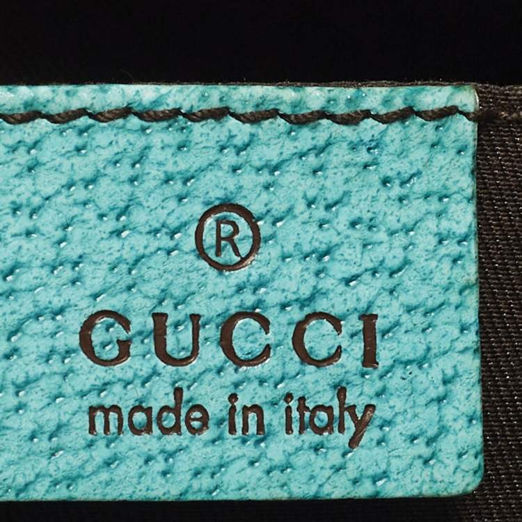 Pre Owned Gucci Jackie Turquoise Blue/Beige GG Canvas and Leather Tote