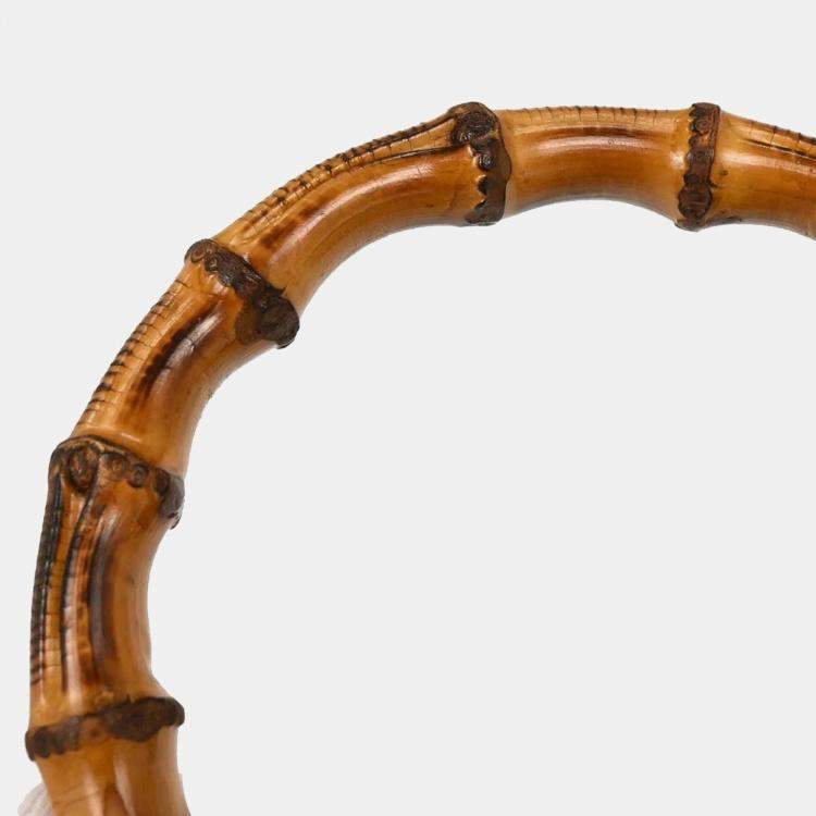 Pre Owned Gucci Bamboo Black Leather Top Handle Bag