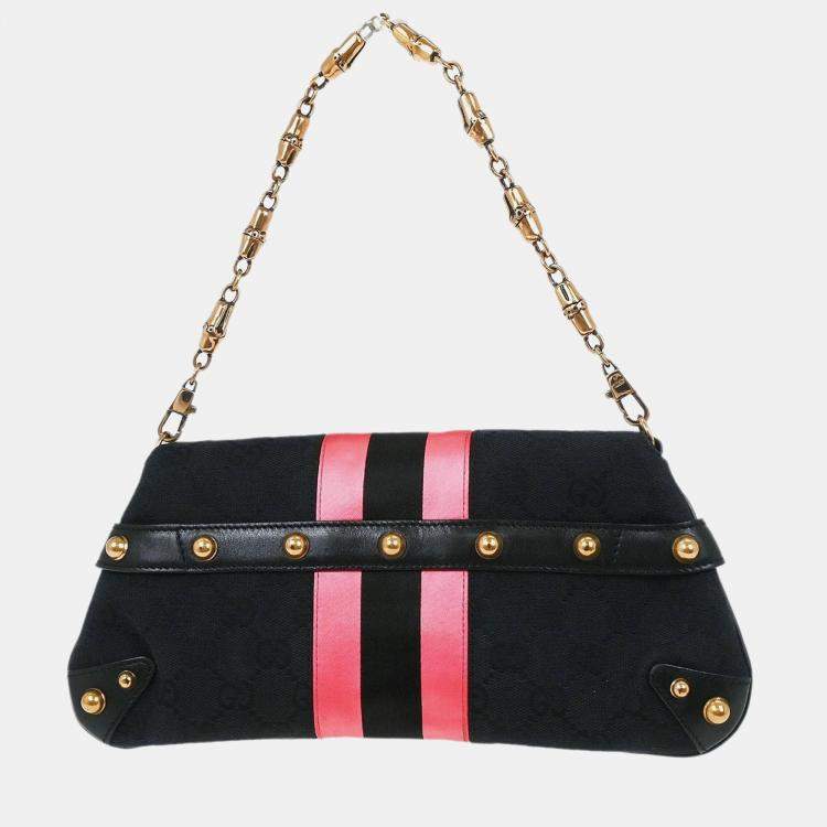 Pre Owned Gucci GG Black Canvas Shoulder Bag