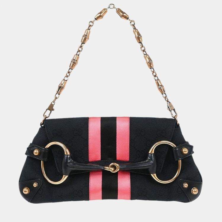 Pre Owned Gucci GG Black Canvas Shoulder Bag
