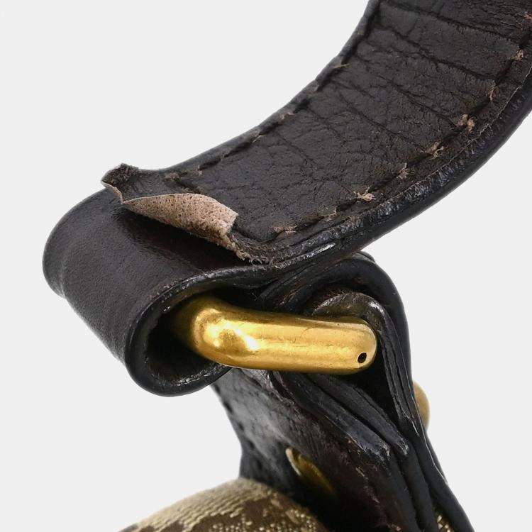 Pre Owned Gucci Horsebit GG Beige Canvas Shoulder Bag