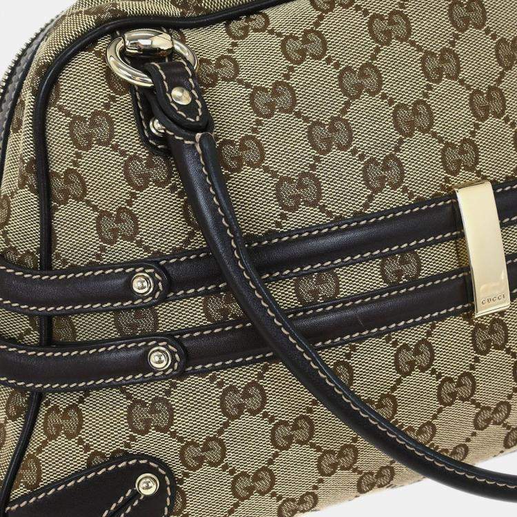 Pre Owned Gucci Bamboo Horsebit Brown Leather Top Handle Bag