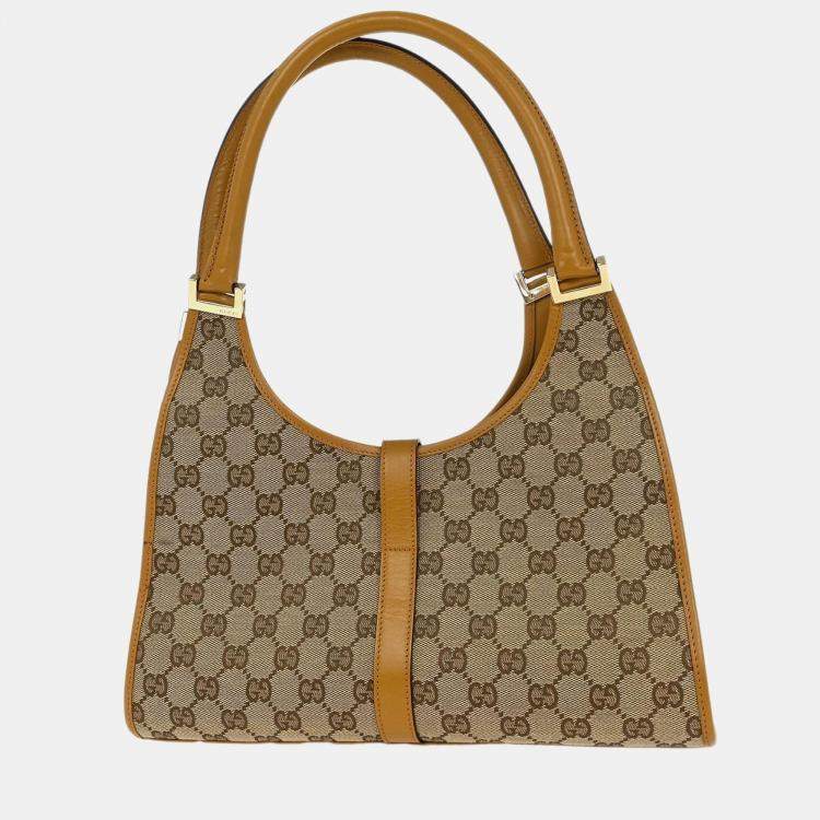 Pre Owned Gucci Jackie Beige GG Canvas Shoulder Bag